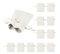 QUARKZMAN 12pz Sacchetto per Gioielli in Microfibra 3,5 × 2,7 Pollici, Mini Bustine per Gioielli con Coulisse per Sacchetto Regalo Gioielli Piccoli Collana Orecchini Bracciale, Bianco