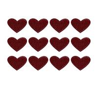 QUARKZMAN 12Pz Toppe Termoadesive a Forma di Cuore, Mini Toppe Adesive per Tessuti a Forma di Cuore per DIY Artigianato Zaini Borse Cappello Vestiti, 25mm Rosso Vinaccia