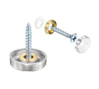 QUARKZMAN 12pz Viti a Specchio, Viti Specchio Acciaio Inossidabile 304 Viti da Specchio con Coperchio, Viti Fissaggio Specchio per Costruzione Hardware Pubblicitario, Dia 18mm, Argento