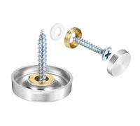 QUARKZMAN 12pz Viti a Specchio, Viti Specchio Acciaio Inossidabile Viti da Specchio con Coperchio, Viti Fissaggio Specchio per Costruzione Hardware Pubblicitario, Dia 22mm, Argento