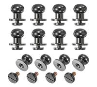 QUARKZMAN 12Set Round Head Button Stud Screw 10mm Ottone Chicago Screws Button Stud Rivets Per Cuoio DIY Artigianato Cintura Portafoglio Borsa Riparazioni Decorarezione, Nero Pistola