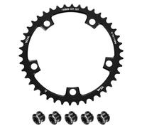 QUARKZMAN 130BCD Set di Tiara per Bici 42T Rotonda Stretto Larga Singola Tiara A Catena in Alluminio con Doppio Rotondo 5 Bulloni per Bici da Strada Bicicletta Catene 9/10/11 velocità