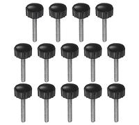 QUARKZMAN 14pz Zigrinate Morsetto Manopole M4 x 30mm Maschio Filettatura 16mm Testa Impugnatura Plastica Metrico Testa Zigrinata Viti Bullone Pomelli Filettati Perno Maniglie, Nero