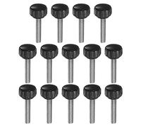 QUARKZMAN 14pz Zigrinate Morsetto Manopole M5 x 30mm Maschio Filettatura 16mm Testa Impugnatura Plastica Metrico Testa Zigrinata Viti Bullone Pomelli Filettati Perno Maniglie, Nero