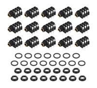 QUARKZMAN 15 Pezzi Presa Jack Stereo 6,35mm 4 Pin Basso Profilo Nero | Per circuito stampato, con rondella e dado, per chitarre, bassi, pianoforti elettrici, lettori multimediali, 34x20x20mm