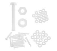 QUARKZMAN 15 Set M6x40mm Nylon PA66 Viti A Testa Tonda A Croce Plastica Dadi Esagonali Rondelle Assortimento Kit, Metriche Viti Filettatura Completa Per Montaggio Macchine Fai Da Te, Bianco