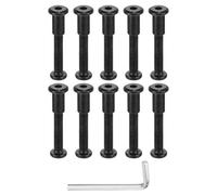 QUARKZMAN 15 Set Vite Post, Maschio M6x40mm Viti Acciaio al Carbonio Rivetti, Femmina M6x15mm Esagonale Guida Viti per Fibbia Cintura Bulloni Legatura Fissaggio Pelle con 1Pz Chiave, Nero