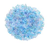 QUARKZMAN 1500Pcs Perline In Vetro Miste, 2-4 mm Mini a Tubo Loose Perline Con Foro, Perline Spacer All'ingrosso Per Creazioni Fai Da Te, Azzurro Chiaro