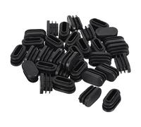 QUARKZMAN 15mmx30mm Ovale Forma Plastica Tappi x 40pz Plastica Estremità Cappucci Inserto per Metallo Tubi, Recinzione, Inserto Scorrevole, Tubo Palo, Sedie e Mobili, [Nero]