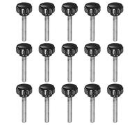 QUARKZMAN 15pz Zigrinate Morsetto Manopole M6 x 40mm Maschio Filettatura 20mm Testa Impugnatura Plastica Metrico Testa Zigrinata Viti Bullone Pomelli Filettati Perno Maniglie, Nero