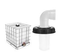 QUARKZMAN 163mm Coperchio Filtro Tappo IBC, Adattatore Tubo IBC A 90° in Plastica per Serbatoio Acqua 1000L con Filtro in Nylon Lavabile per Serbatoi d'Acqua da 275 Galloni, Nero/Bianco