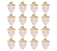 QUARKZMAN 16Pcs Charm Fragola 31x23mm Pendenti Acrilici Trasparente Rosa