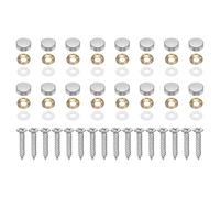 QUARKZMAN 16Pcs Viti Decorative In Ottone Con baccello, 14mm Viti Specchio Copriviti Autofilettanti Con baccello Decorative Per Mobili Armadi Specchio Fissaggio, Tonalità Argento