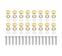 QUARKZMAN 16Pcs Viti Decorative In Ottone Con baccello, 16mm Viti Specchio Con baccello Autofilettanti Con baccello Decorative Per Mobili Armadio Specchio Fissaggio, Tonalità Oro