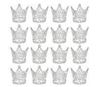 QUARKZMAN 16pz Mini Cake Toppers Crown, Crown Argento Regina Principessa Lega Piccola Tiara Cuore con Perle e Strass per Decorare Torte Compleanno Feste, Piccola Crown Cuore