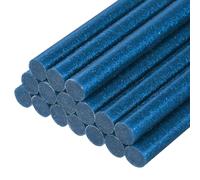 QUARKZMAN 16Pz Stick Colla a Caldo Mini per Pistola 7mm x 100mm Colla a Caldo Bastoncini Piccoli Ricariche, Glitterato Blu Brillante