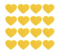 QUARKZMAN 16Pz Toppe Termoadesive a Forma di Cuore, Mini Toppe Adesive per Tessuti a Forma di Cuore per DIY Artigianato Zaini Borse Cappello Vestiti, 40mm Giallo