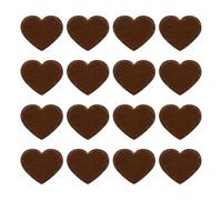 QUARKZMAN 16Pz Toppe Termoadesive a Forma di Cuore, Mini Toppe Adesive per Tessuti a Forma di Cuore per DIY Artigianato Zaini Borse Cappello Vestiti, 40mm Marrone