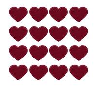 QUARKZMAN 16Pz Toppe Termoadesive a Forma di Cuore, Mini Toppe Adesive per Tessuti a Forma di Cuore per DIY Artigianato Zaini Borse Cappello Vestiti, 40mm Rosso Vino