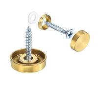 QUARKZMAN 16pz Viti a Specchio, Viti Specchio Acciaio Inossidabile 304 Viti da Specchio con Coperchio, Viti Fissaggio Specchio per Costruzione Hardware Pubblicitario, Dia 19mm, Oro