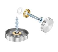 QUARKZMAN 16pz Viti a Specchio, Viti Specchio Acciaio Inossidabile 304 Viti da Specchio con Coperchio, Viti Fissaggio Specchio per Costruzione Hardware Pubblicitario, Dia 25mm, Argento