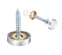 QUARKZMAN 16pz Viti a Specchio, Viti Specchio Acciaio Inossidabile 304 Viti da Specchio con Coperchio, Viti Fissaggio Specchio per Costruzione Hardware Pubblicitario, Dia 16mm, Argento
