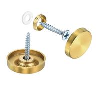 QUARKZMAN 16pz Viti a Specchio, Viti Specchio Acciaio Inossidabile 304 Viti da Specchio con Coperchio, Viti Fissaggio Specchio per Costruzione Hardware Pubblicitario, Dia 25mm, Oro