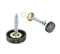 QUARKZMAN 16pz Viti a Specchio, Viti Specchio Acciaio Inossidabile 304 Viti da Specchio con Coperchio, Viti Fissaggio Specchio per Costruzione Hardware Pubblicitario, Dia 16mm, Nero