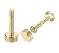 QUARKZMAN 16Pz Viti Decorative in Ottone con Tappi, Viti per Specchi da 12 Mm Chiodi per Copri Tappi, Elementi di Fissaggio per Mobili a Specchio Decorativi, Oro