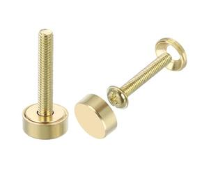 QUARKZMAN 16Pz Viti Decorative in Ottone con Tappi, Viti per Specchi da 12 Mm Chiodi per Copri Tappi, Elementi di Fissaggio per Mobili a Specchio Decorativi, Oro