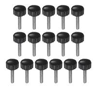 QUARKZMAN 16pz Zigrinate Morsetto Manopole M4 x 20mm Maschio Filettatura 16mm Testa Impugnatura Plastica Metrico Testa Zigrinata Viti Bullone Pomelli Filettati Perno Maniglie, Nero