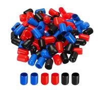QUARKZMAN 180pz Tappi Terminali in Gomma 14mm Protezioni per Filettatura Della Vite Del Coperchio Del Tappo Del Bullone Del Tubo Tondo in Pvc Vinilico Id, Nero Rosso Blu