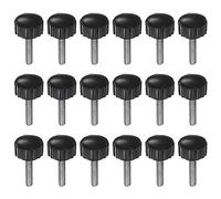 QUARKZMAN 18pz Zigrinate Morsetto Manopole M4 x 15mm Maschio Filettatura 16mm Testa Impugnatura Plastica Metrico Testa Zigrinata Viti Bullone Pomelli Filettati Perno Maniglie, Nero
