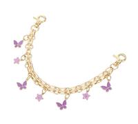 QUARKZMAN 1Pcs 10" Catena Estensione Borsetta, Accessorio Borsa Charm per Manici Borsa Donna Decorazione con Pendente Fiore Farfalla, Viola