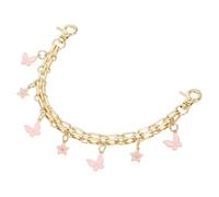 QUARKZMAN 1Pcs 10" Catena Estensione Borsetta, Accessorio Borsa Charm per Manici Borse Donna Decorazione con Pendente Fiore Farfalla, Rosa