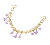 QUARKZMAN 1Pcs Catena Estensione Borsa 10", Accessorio Borsa Charm per Borse Donna Sostituzione Maniglia Decorazione con Fiori Pendente Farfalla, Viola
