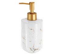 QUARKZMAN 1pz 10 Oz Sapone Dosatore Mano e Piatti Erogatore Detergente Lozione con Pompa per Cucina Decoro Lavello Bagno Marmo Motivo Bianco