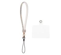 QUARKZMAN 1pz Laccio Telefono Universale, Cinturino Polso Staccabile con Scintillio Patch per Telefono Lussuoso Cordoncino Scintillante Fai da Te Auricolari Portachiavi Portamonete, Bianco