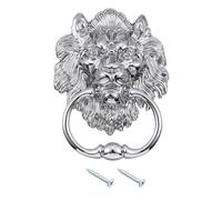 QUARKZMAN 1pz Pomelli Testa di Leone, 6 Pollici Lega di Zinco Pomello Testa di Leone Vintage Maniglia Porta Decorativa Ring Pomello per Cancello Armadi Cassetti, Argento