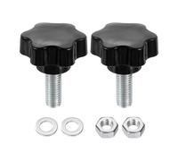 QUARKZMAN 2 bottoni a forma di stella con dadi, rondelle M12 x 30 mm, in acciaio al carbonio zincato metrico, filettatura 48 mm, 6 stelle, in plastica filettata, manopole per pollice