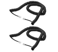 QUARKZMAN 2 Cavi Telefonici Per Telefono Fisso 5m RJ9 4P4C Nero | Cavo A Spirale Senza Garbuglio