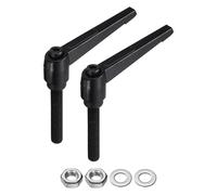QUARKZMAN 2 manopole regolabili a leva M12 x 70 mm, filettatura metrica con dadi, rondelle di livello, set di manopole rotanti, bulloni con leva di bloccaggio, nero