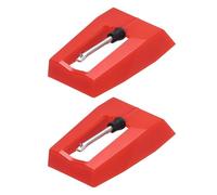QUARKZMAN 2 Pack Ago Per Dischi, Sostituzione Ago Diamante 18mm Per Giradischi Vinile LP Phonograph, Rosso