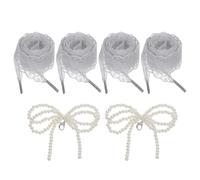 QUARKZMAN 2 Paia Di Lacci Piatti, Larghezza 2.6CM Lunghezza 160CM Lacci Eleganti Con Fiocco Di Perle Per Scarpe Da Donna Sneakers Scarpe Eleganti, Grigio