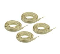 QUARKZMAN 2 paia Lacci Piatti Brillanti, 51" Lacci Metallizzati con Paillettes, Stringhe per Sneakers Stivali Scarpe da Skate Running, Oro Chiaro