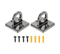 QUARKZMAN 2 Pc Gancio A Piastra Con Anello, Gancio A Soffitto In Lega Di Zinco Con 4 Viti E 4 Tasselli Per Corde Catene Cartelli Sospesi Barriere Piante Appese, Nero