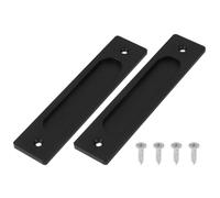 QUARKZMAN 2 Pc Rectangle Scanalato Scorrevole Porta 7" Maniglie A Scomparsa Dita, Maniglia In Acciaio Inossidabile Scanalato Tasca Porta Pull Con Viti Per Casa Bagno Granaio, Nero