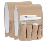 QUARKZMAN 2 Pcs Organizer Per Bracciolo Poltrona Reclinabile, Portaoggetti Per Divano Con 5 Tasche Per Telecomando Riviste Telefono Libri Occhiali Da Letto (Beige, 35"x13")