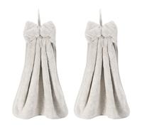 QUARKZMAN 2 Pezze Asciugamani A Mano Con Fiocco E Anello Appendibile 36 x 31 cm Morbido MicroFibre Peluche Corallino Asciugamani A Mano Con Fiocco Ad Asciugatura Rapida E Lavabile Per