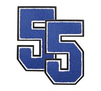 QUARKZMAN 2 Pezze Numeri 5 In Pile Blu Da 4.7" Applicabili A Ferro, Toppa In Spugna